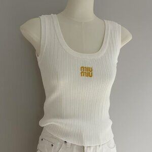Miu Miu Women's White Sports Casual Knit Tank Top
